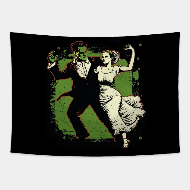 frankenstein dance Tapestry by horrorshirt