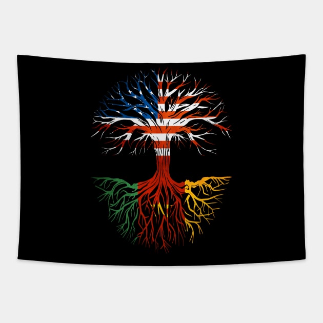 American Grown Cameroonian Roots Tree Cameroon Flag Usa Flag Tapestry by Henry jonh