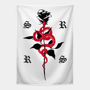 Red Snake Black Rose Tapestry