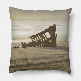 Misty Sunset Shipwreck - Oregon Coast Pillow