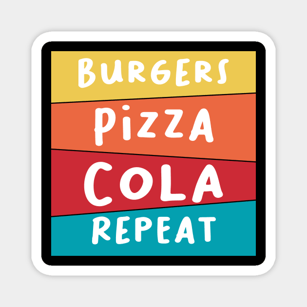 Retro Cola Burger Pizza Repeat Magnet by Imutobi