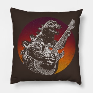 Godzilla Guitar Sunset Background Pillow