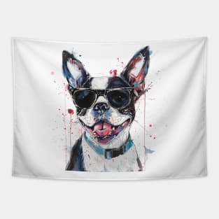 Boston Terrier with Sunglasses Tapestry