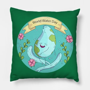 Water Day Illustration Pillow