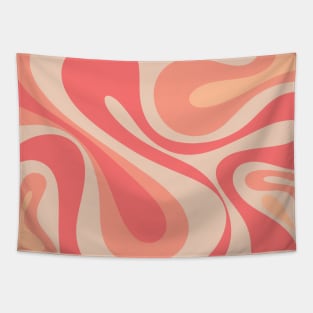 Peach Salmon Pink Abstract Mod Swirl Retro Pastel Pattern Tapestry