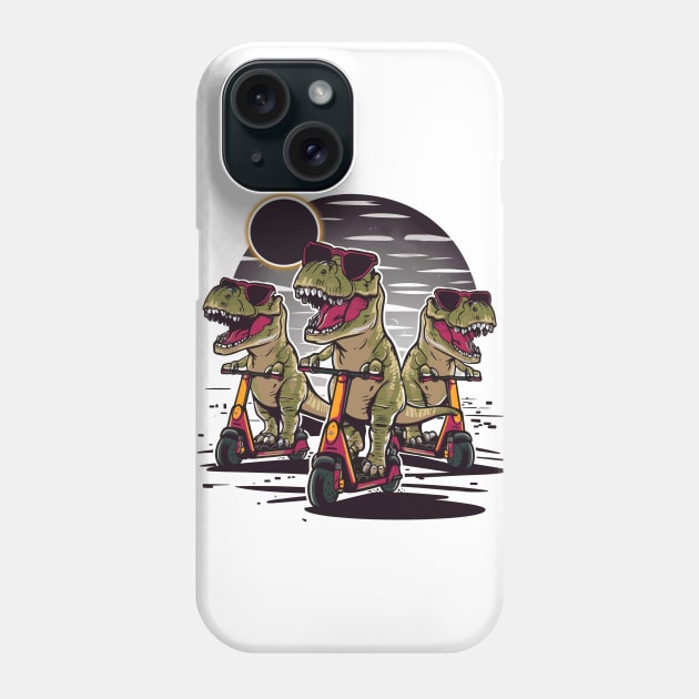 Bad Memory - T-Rexes running away from solar eclipse Phone Case by BobaTeeStore