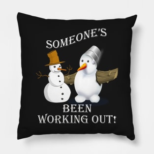 Snowmen Gifts, Funny Snowman Shirt, Workout Snowmen Fun Saying Christmas Gift Pillow