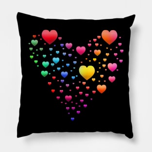 Multicolored Rainbow Heart Bubbles Pillow