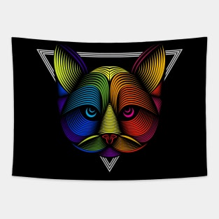 Cat Face line art illustration Tapestry