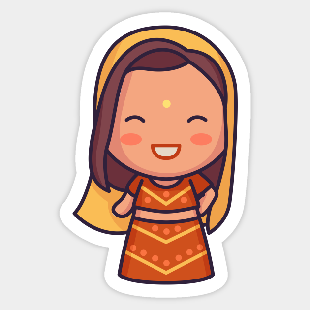 Cute Indian Bride in Traditional Clothing Cartoon - Kawaii Cute - Sticker | TeePublic Cute Indian Bride in Traditional Clothing Cartoon - Kawaii Cute - Sticker | TeePublic