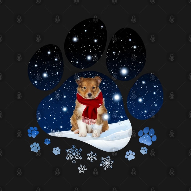 Snow Paw Shetland Sheepdog Christmas Winter Holiday by TATTOO project