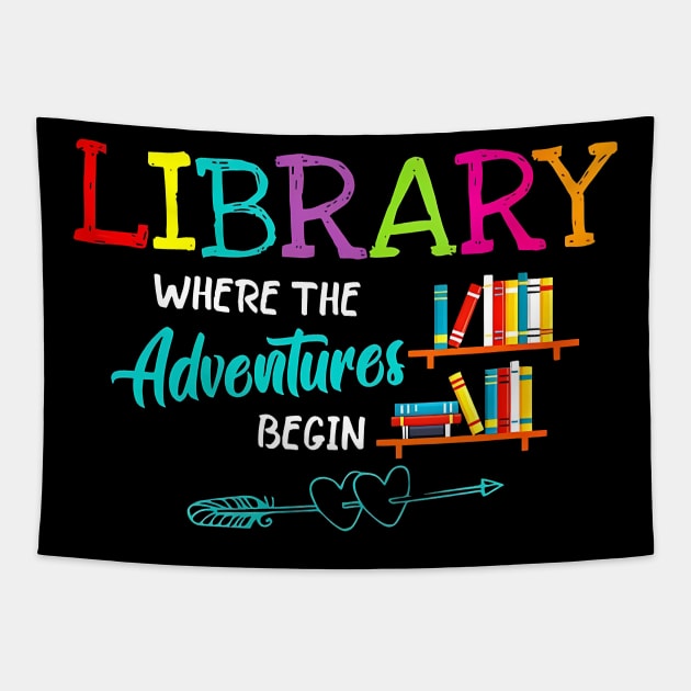 Library Where the Adventure begin Tapestry by John white