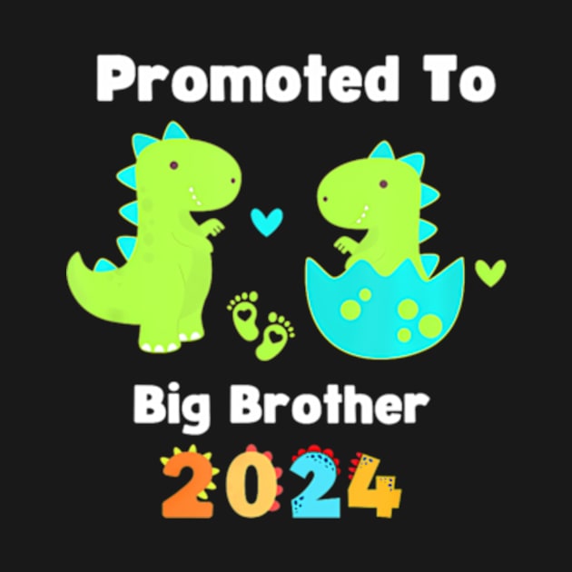 Kids Promoted To Big Brother Est 2024 Dinosaur T Rex Boys by POLOTEEZ