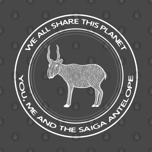 We All Share This Planet - You, Me and the Saiga Antelope - animal design by Green Paladin