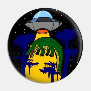 Alligator Being Abducted by UFO Pin