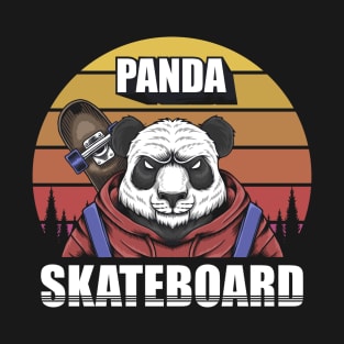 panda skateboard retro T-Shirt