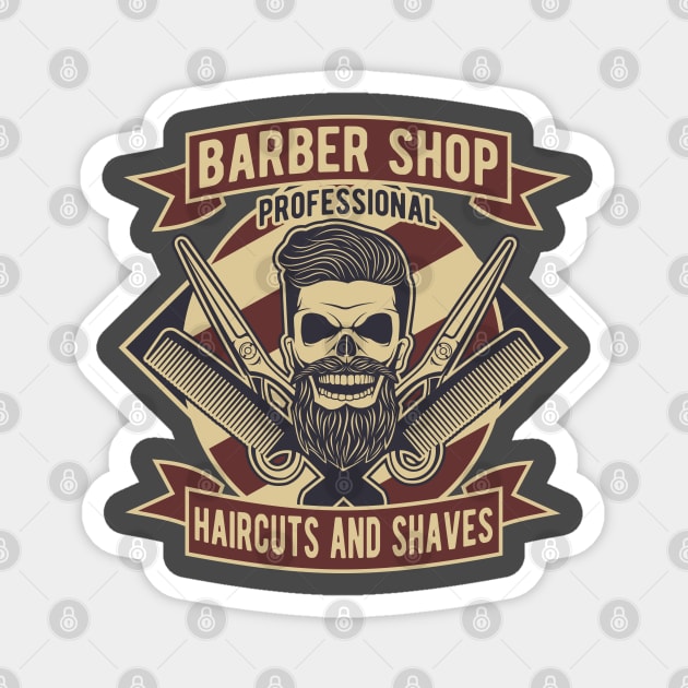 Skull Barber Magnet by beanbeardy