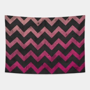 Magenta pink red ombre dark gray chevron lines vintage design pattern Tapestry