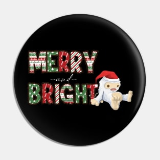 Merry and bright abominable cute snow yeti design Pin