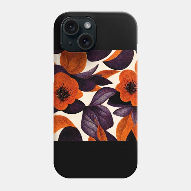 Vintage looking wallpaper with rich colors of purple and orange. Phone Case by Liana Campbell