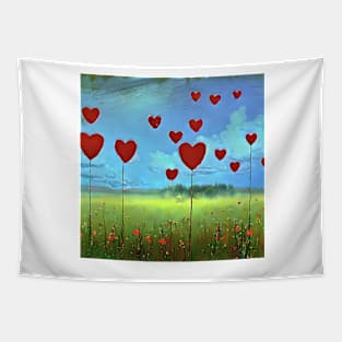 meadow with hearts Tapestry