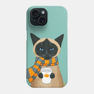 Autumn Siamese Coffee Cat Phone Case