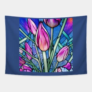 Stained Glass Tulips Tapestry