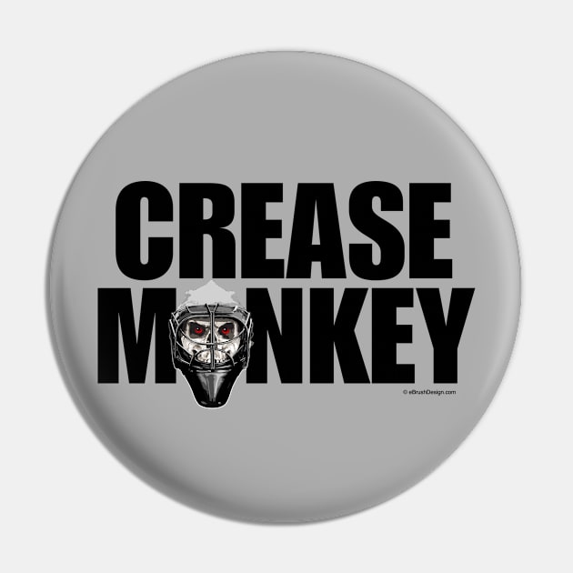 Crease Monkey - funny ice hockey goalie Pin by eBrushDesign