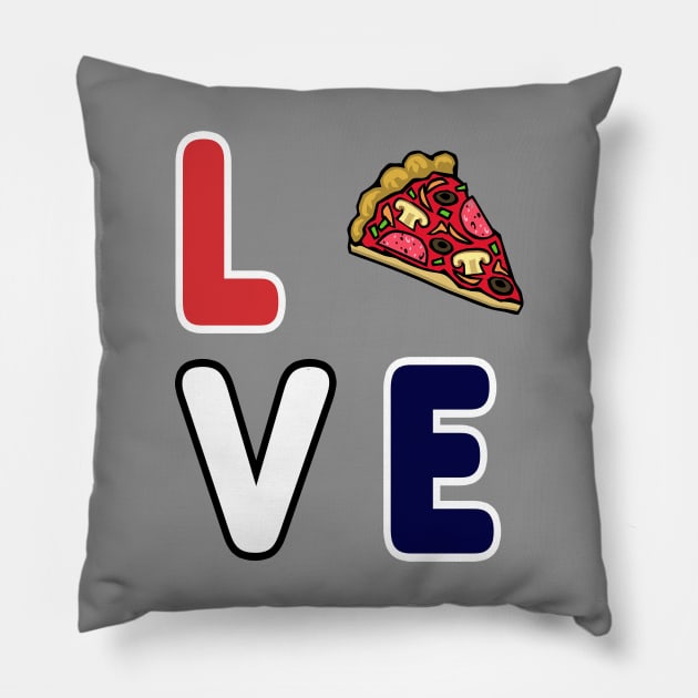 Pizza Love, Mozzarella Pepperoni Pizzeria Pie Pillow by Maxx Exchange