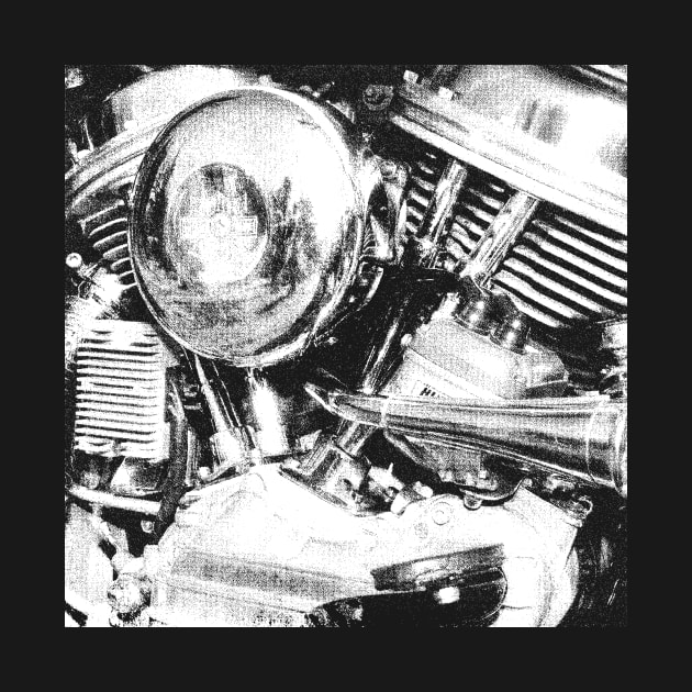 Vintage HD Panhead Motor Screen Print Motorcycle Engine 2 by 36Artworks