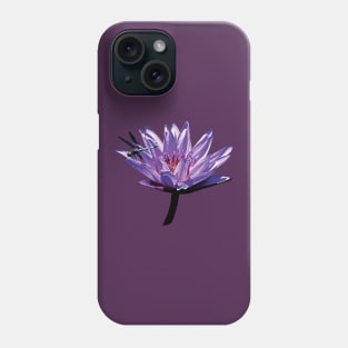 Water Lilies - Dragonfly on Purple Water Lily Phone Case