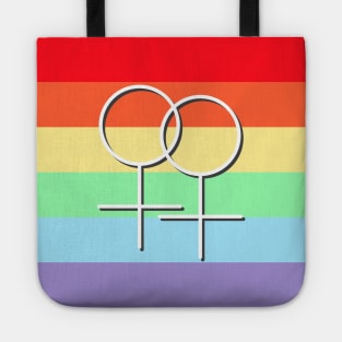 Lesbian Pride Symbol with LGBT Rainbow Flag Tote