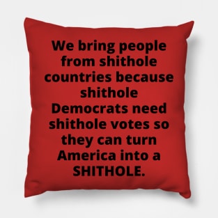 We bring people from shithole countries because shithole democrats need shithole votes so they can turn America into a SHITHOLE Pillow