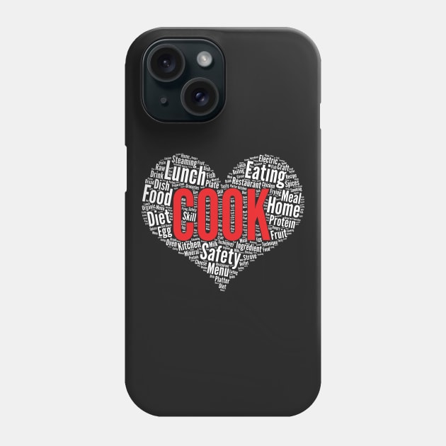 Cook Heart Shape Word Cloud Design Culinary Chef Baker design Phone Case by theodoros20