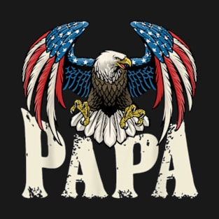 Patriotic Papa Bald Eagle Shirt Usa Flag 4Th Of July T-Shirt