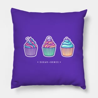 Three creepy cupcakes on dark Pillow