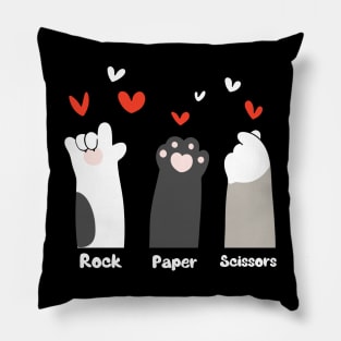 Rock Paper Scissors Cat Design Pillow