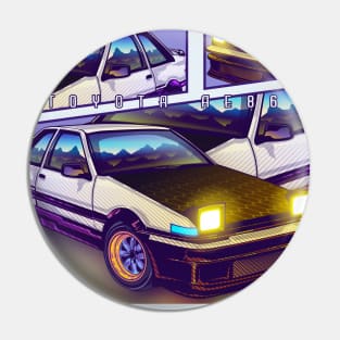 Toyota AE86 Neon Vintage Pin