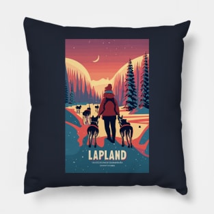 A Vintage Travel Art of Lapland - Finland Pillow