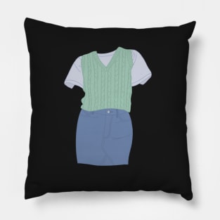 Sweater vest and jean skirt Pillow