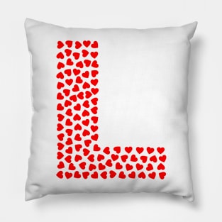 Letter L Heart Shape Initial Pillow