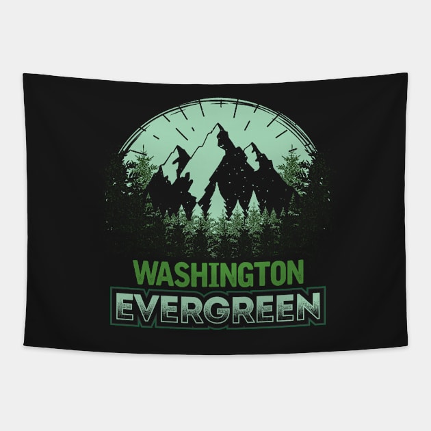 Washington Evergreen Mountain Graphic Tapestry by jaybeebrands