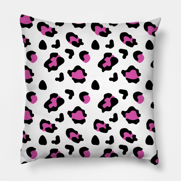 Vintage Pink & Black Leopard Print Pattern Pillow by Artist EVT