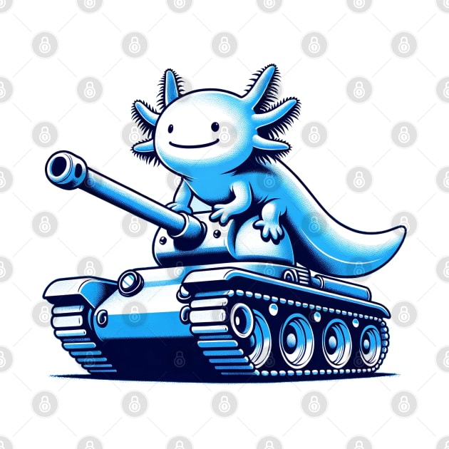 Blue Axolotl Riding A Tank by CreativePromos