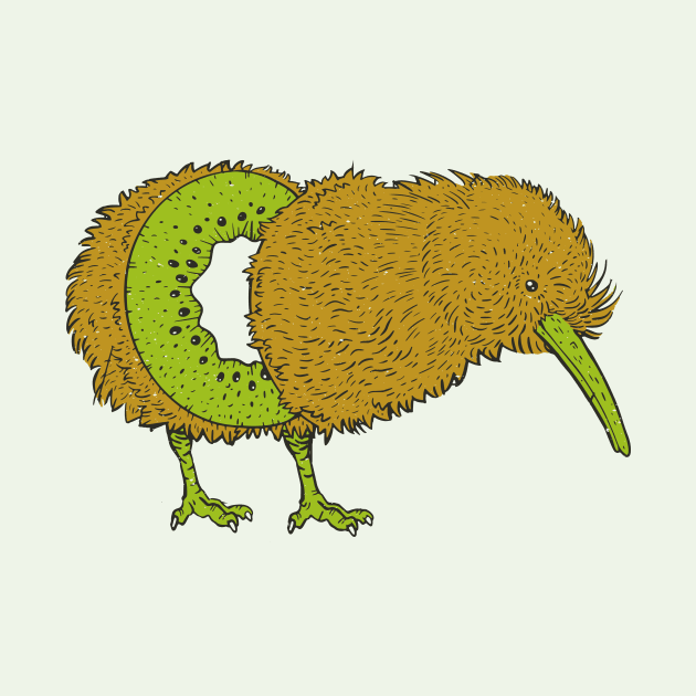 Funny Kiwi Bird Illustration // Kiwi Fruit Kiwi Bird Mashup by SLAG_Creative