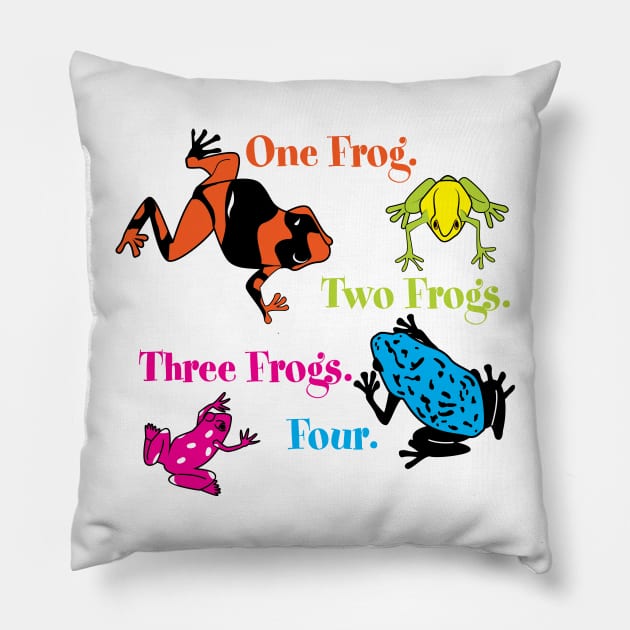 One Frog, Two Frogs, Three Frogs, Four Pillow by Buffyandrews