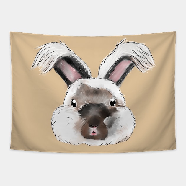 White Anggora Head Rabbit _ Bunniesmee Tapestry by GambarGrace