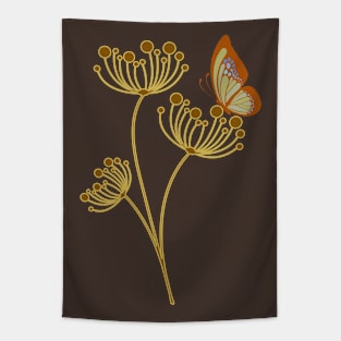 Retro Butterfly on Plant Tapestry