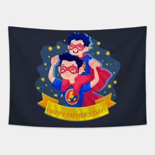 happy fathers day - super dad and super son Tapestry