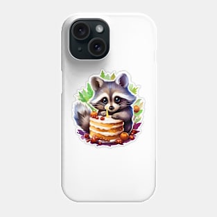 Summer and Spring Happy birthday Raccoon with a birthday cake Phone Case